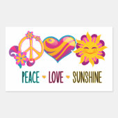 Peace Love Sunshine Rechthoekige Sticker (Voorkant)