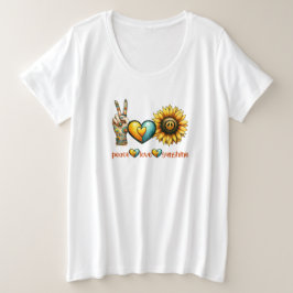 Peace Love Sunshine Sunflower Grote Maat T-shirt