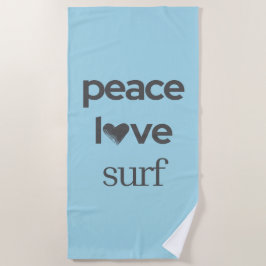 Peace Love Surf Leven Kustblauw Surf Grafisch Strandlaken