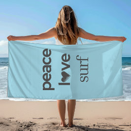 Peace Love Surf Leven Kustblauw Surf Grafisch Strandlaken