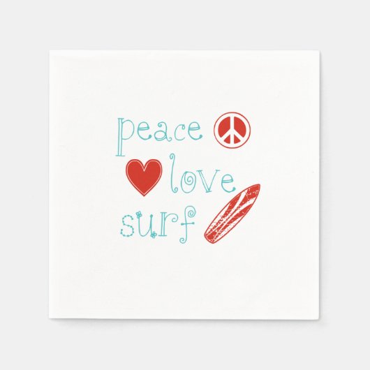 Peace Love Surf Servetten (Voorkant)