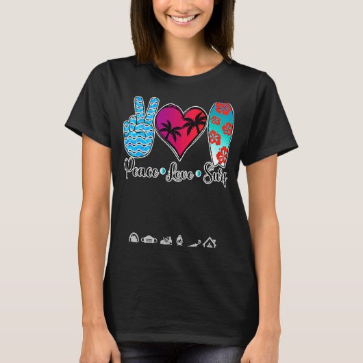 Peace Love Surf Sign Surfnaar Men Women Plus Si T-shirt (Voorkant)