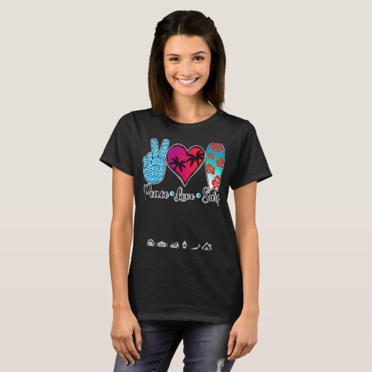Peace Love Surf Sign Surfnaar Men Women Plus Si T-shirt (Voorkant volledig)