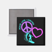 PEACE-LOVE-SURFEN MAGNEET (Voorkant / Achterkant)