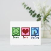 Peace Love Surfing Briefkaart (Staand voorkant)