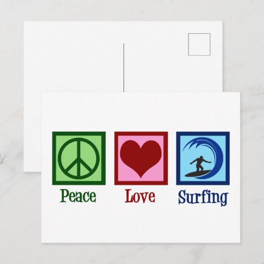Peace Love Surfing Briefkaart (Voorkant / Achterkant)