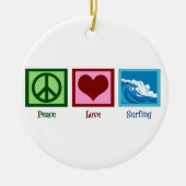 Peace Love Surfing Keramisch Ornament (Voorkant)