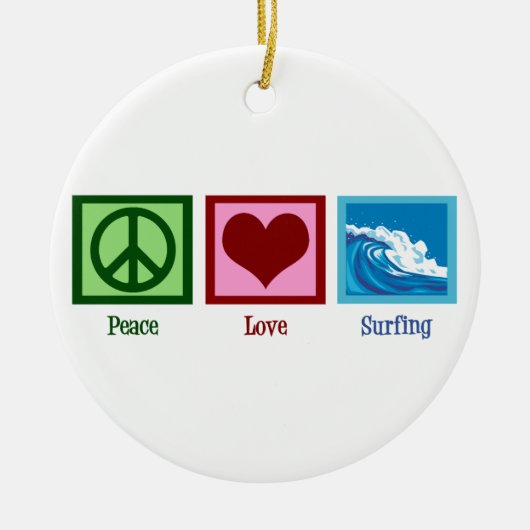 Peace Love Surfing Keramisch Ornament (Voorkant)