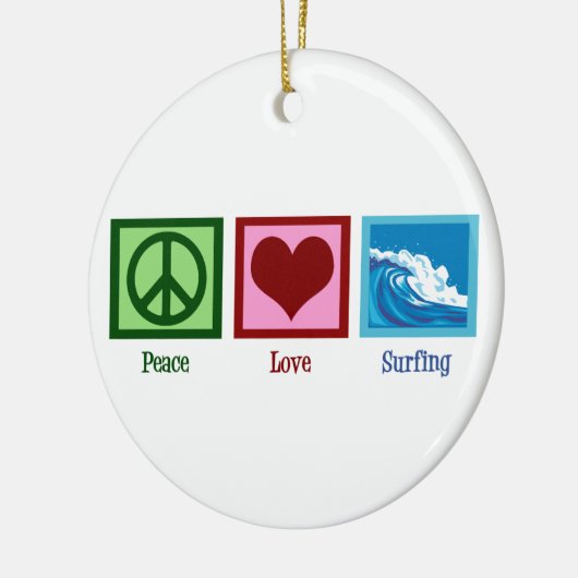 Peace Love Surfing Keramisch Ornament (Links)