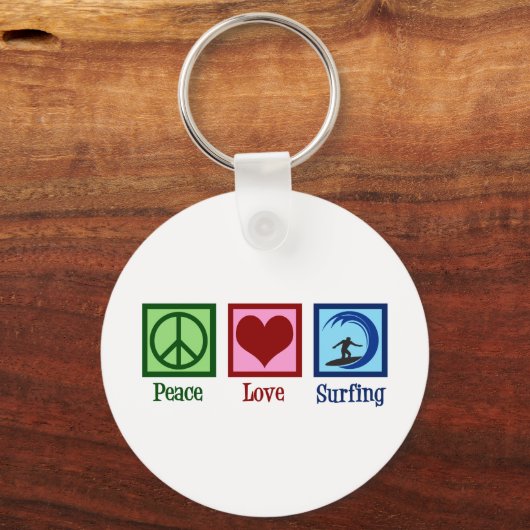 Peace Love Surfing Sleutelhanger (Voorkant)