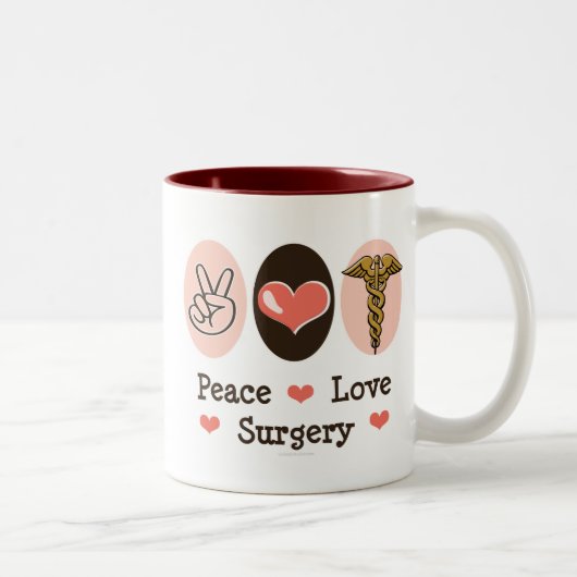 Peace Love Surgeon Cup Tweekleurige Koffiemok (Rechts)
