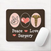 Peace Love Surgery Surgeon Muismat (Met muis)