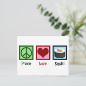 Peace Love Sushi Briefkaart (Staand voorkant)