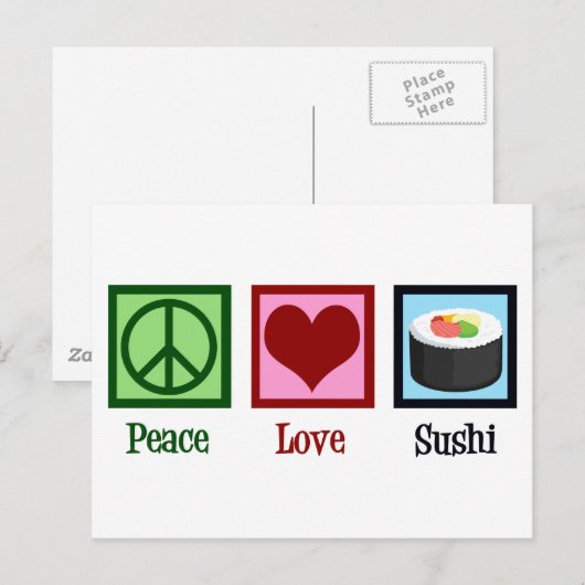 Peace Love Sushi Briefkaart (Voorkant / Achterkant)