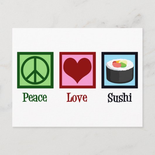 Peace Love Sushi Briefkaart (Voorkant)