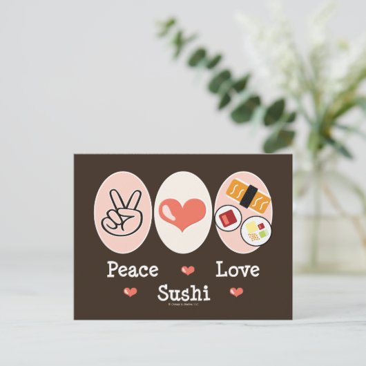 Peace Love Sushi Briefkaart (Staand voorkant)