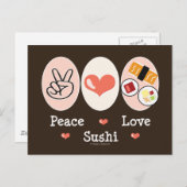 Peace Love Sushi Briefkaart (Voorkant / Achterkant)