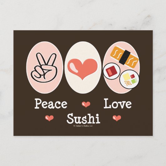 Peace Love Sushi Briefkaart (Voorkant)