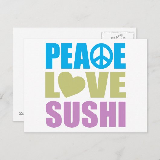 Peace Love Sushi Briefkaart (Voorkant / Achterkant)