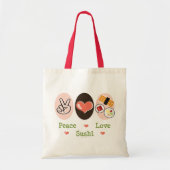 Peace Love Sushi Canvas tas (Voorkant)