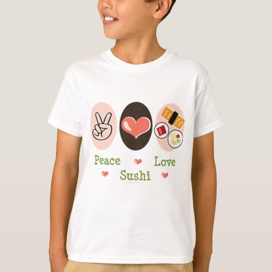 Peace Love Sushi Kinder T-shirt (Voorkant)