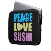 Peace Love Sushi Laptop Sleeve (Voorkant Links)