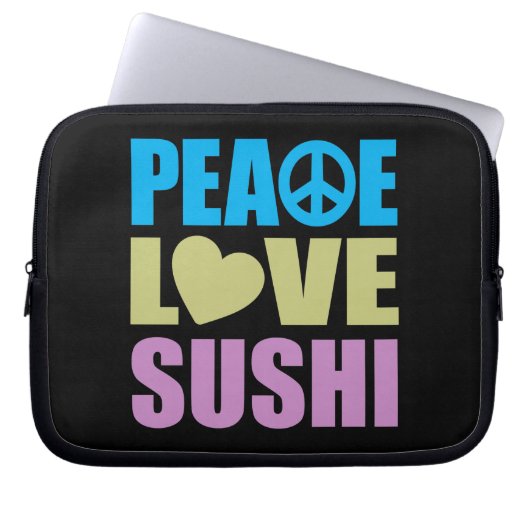 Peace Love Sushi Laptop Sleeve (Voorkant)