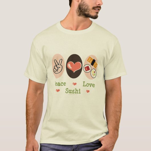 Peace Love Sushi Organic T-shirt (Voorkant)