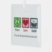 Peace Love Sushi Restaurant Custom Kerstmis Glas Ornament (Voorkant links)
