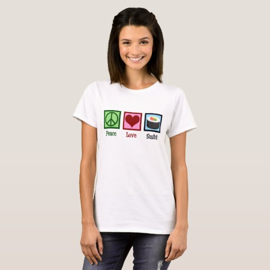 Peace Love Sushi T-shirt (Voorkant volledig)