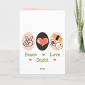 Peace Love Sushi Wenskaart Kaart (Achterkant)