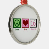 Peace Love Sweet 16 Metalen Ornament (Rechts)