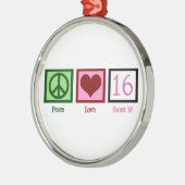 Peace Love Sweet 16 Metalen Ornament (Links)