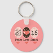 Peace Love Sweet Sixteen Sleutelhanger (Voorkant)
