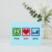 Peace Love Swim Briefkaart (Staand voorkant)