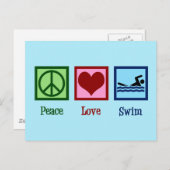 Peace Love Swim Briefkaart (Voorkant / Achterkant)