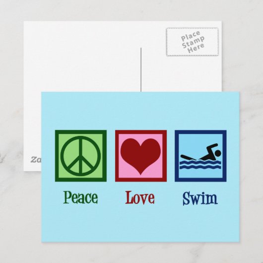 Peace Love Swim Briefkaart (Voorkant / Achterkant)