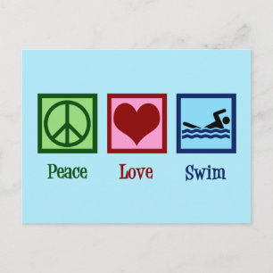 Peace Love Swim Briefkaart