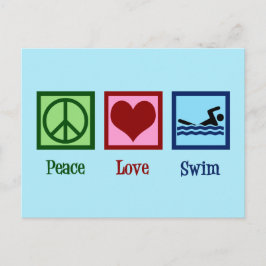 Peace Love Swim Briefkaart
