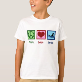 Peace Love Swim Cute Swimming Kinder T-shirt