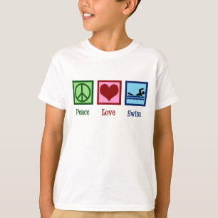 Peace Love Swim Cute Swimming Kinder T-shirt