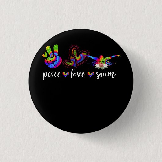 Peace Love Swim Goggles Tie Dye Swimmer W Ronde Button 3,2 Cm (Voorkant)