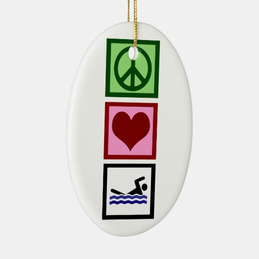 Peace Love Swim Keramisch Ornament (Rechts)