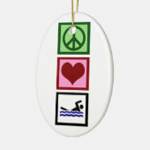Peace Love Swim Keramisch Ornament (Links)