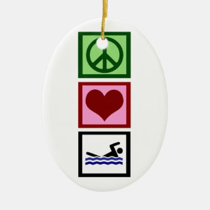 Peace Love Swim Keramisch Ornament