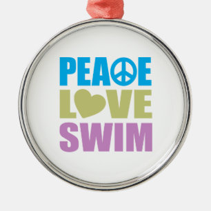Peace Love Swim Metalen Ornament
