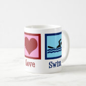 Peace Love Swim Team Cute Swimmer Koffiemok (Voorkant rechts)