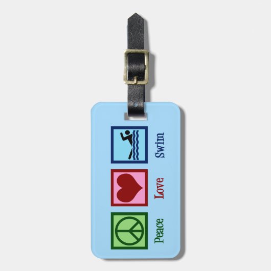 Peace Love Swimming Bagagelabel (Voorkant verticaal)