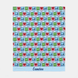 Peace Love Swimming Custom Swim Team Fleece Deken