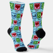 Peace Love Swimming Cute Swim Team Blue Sokken (Gebogen)